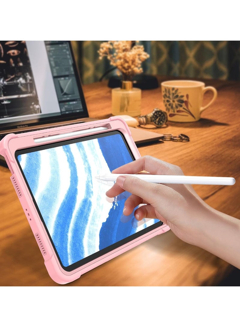 Kids Case Compatible with iPad Air 11 inch 7th Generation (M3) 2025, 3 in 1 Hybrid Shockproof Silicone Gel Protective Tablet Cover Built In Stand (Rose Gold) - Image 3